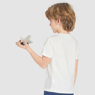 安奈儿童装男童圆领短袖T恤2021夏新款 米白 140cm