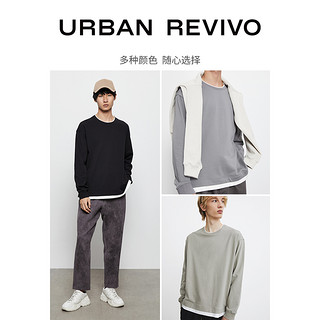 URBAN REVIVO  男装休闲圆领落肩袖合身版型T恤MF04R4MF2000 M 深灰