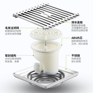 OPPLE不锈钢洗衣机淋浴防臭地漏卫生间下水道大流量套装Q 拉丝干湿加厚*2+洗衣机加厚+淋浴*2