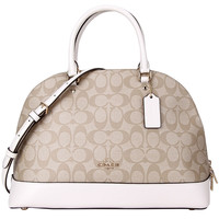 COACH 蔻驰 Sierra系列 女士单肩手提贝壳包 F27584 IMDQC 白卡其色 大号