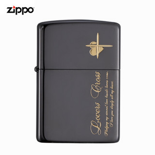 美国进口之宝（ZIPPO）防风煤油打火机不含油 桃心十字架-黑色 品牌直供原装正版