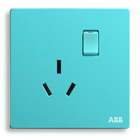 ABB开关插座面板 16A一开三孔带开关空调插座 轩致系列 爱琴海蓝色 AF228-AB