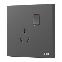 ABB开关插座面板 10A三孔一开带开关插座 轩致系列 灰色 AF223-G