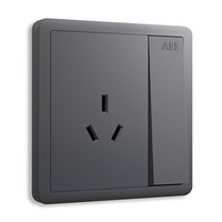 ABB开关插座面板 86型10A一开三孔带开关插座 明致系列 灰色 AQ223-EG