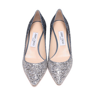 周仰杰 JIMMY CHOO 女士闪光面料高跟鞋银蓝色渐变 ROMY 60 BRE 173 SILVER DUSK BLUE 35码