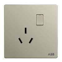 ABB开关插座面板 16A一开三孔带开关空调插座 轩致系列 银色 AF228-CS