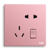 ABB开关插座面板 10A一开五孔带开关插座 轩致系列 克里特粉色 AF225-CP