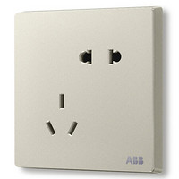 ABB开关插座面板 10A斜五孔插座 错位二位二三极插座 轩致系列 银色 AF205-CS