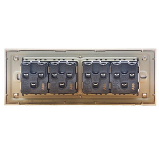 ABB 开关插座面板 118型二十孔插座 四位五孔墙壁电源插座 明致系列 金色 AQ277-CG