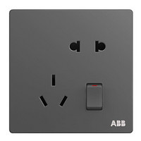 ABB 开关插座面板 10A一开五孔带开关插座 轩致系列 灰色 AF225-G