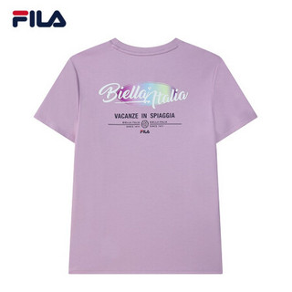 FILA 斐乐官方 女士短袖T恤2021年夏季新款纯棉宽松上衣 香草紫-VT 165/84A/M