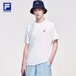 FILA ATHLETICS斐乐男士短袖T恤2021夏季新款字母印花针织上衣 玉石白-WT 180/100A/XL