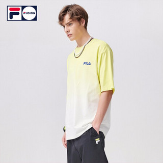 FILA FUSION 潮牌针织短袖衫2021夏季新款时尚渐变运动宽松T恤男 T11M122106F 荧光靓荧黄-YE（宽松版型，建议拍小一码） 185/104A/XXL