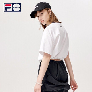 FILA FUSION 斐乐潮牌针织短袖衫2021夏季新款时尚运动短款T恤女 标准白-WT（宽松版型，建议拍小一码） 175/92A/XL