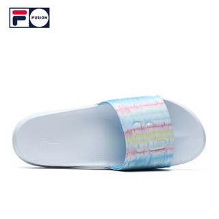 FILA FUSION 潮牌运动拖鞋男子2021夏季新款一字带露趾休闲沙滩鞋 波罗的海-BS 44.5