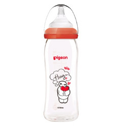 Pigeon 贝亲 Disney自然实感系列 AA150 玻璃彩绘奶瓶 240ml 大白拥抱款 3月+