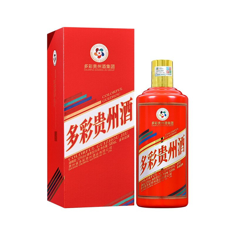 COLORFUL GUIZHOU JIU 多彩贵州酒 迎宾 喜宴红色 53%vol 酱香型白酒 500ml 单瓶装