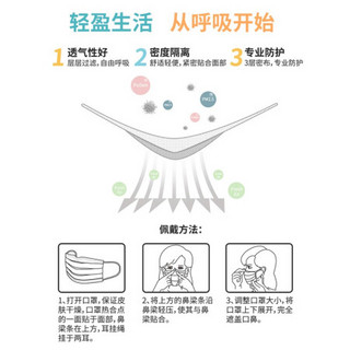 小熊优恩一次性口罩学生儿童防护透气含熔喷布独立包装 一次性口罩50片