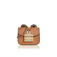 FURLA 芙拉 LINE FRIENDS胶囊系列 女士微型链条斜挎包 WE00174-1790-329 栗子棕色 迷你