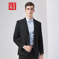 红豆(Hodo)男装 西服男外套春秋商务平驳领单西西服 S5黑色 175/92A
