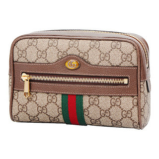 GUCCI 古驰 OPHIDIA系列 女士帆布腰包 517076 96I3B 8745 米色/乌木色 小号