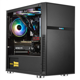 SAMA 先马 M1 电竞版  MATX机箱 半侧透 黑色+光环5 溢彩LED 12cm机箱风扇