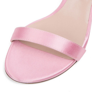 斯图尔特·韦茨曼 STUART WEITZMAN 女士粉色绸缎高跟凉鞋 NUNAKEDSTRAIGHT 60 NYMPH SATIN 37.5