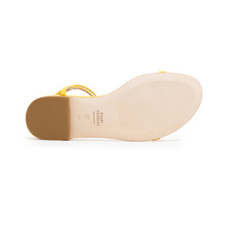 斯图尔特·韦茨曼 STUART WEITZMAN 女士黄色绒面牛皮凉鞋 MERINDA FLAT SUEDE SUNFLOWER 38.5