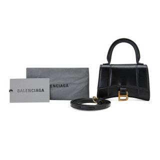 巴黎世家 BALENCIAGA 女士Hourglass系列黑色牛皮迷你Top Handle单肩斜跨手提包 637372 1QJ4M 1000