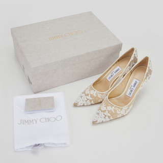 周仰杰 JIMMY CHOO 女士LOVE 85系列系列象牙花卉蕾丝纳帕羊皮尖头高跟鞋 LOVE 85 ORE 010 IVORY 39