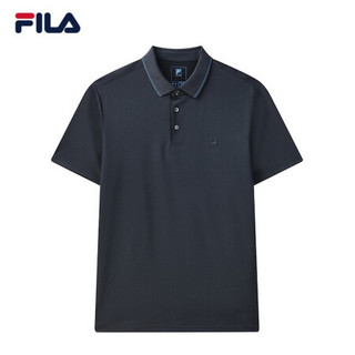 FILA 斐乐官方男子短袖POLO衫 2021年夏季轻商务潮流简约POLO衫 传奇蓝-NV 180/100A/XL