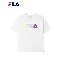 FILA 斐乐官方 女士短袖T恤2021年夏季新款纯棉宽松上衣 标准白-WT 175/92A/XL