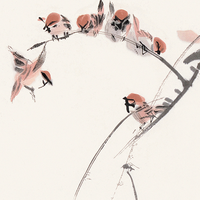 荣宝斋 黄胄《麻雀》 30cm×20cm 装饰画 宣纸