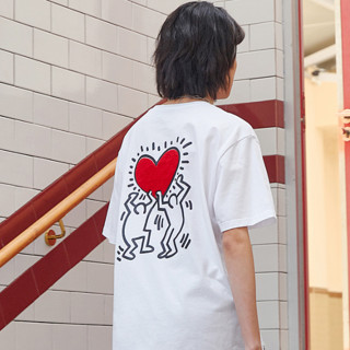 TOYOUTH 初语 Keith Haring联名系列 男女款短袖T恤 KH8120131139 白色 XXL