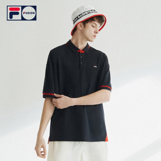 FILA FUSION 斐乐男子短袖POLO 2020夏季新款时尚潮流短POLO男 深黑-BK 175/96A/L