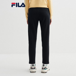FILA 斐乐官方女子针织长裤2020秋季新款修身版型时尚经典裤装 正黑-BK-F61W038621A 175/74A/XL