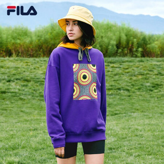 FILA 斐乐官方情侣套头卫衣2020冬季新款简洁图案时尚卫衣潮 妖姬紫-PU 185/104A/XXL