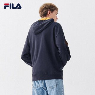 FILA 斐乐官方 男子针织连帽卫衣2020冬季新款时尚运动卫衣男 传奇蓝NV 170/92A/M