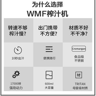 德国WMF榨汁机电动便携式家用手动水果汁搅拌机小型奶昔机料理机（第二代23000转奶昔机）