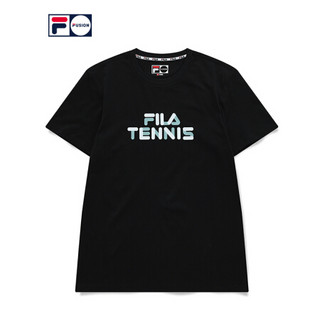 FILA FUSION斐乐男子潮流短袖T恤2021夏季印花宽松上衣 深黑-BK 170/92A/M