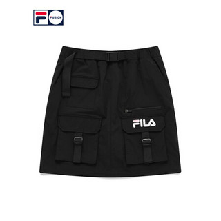 FILA FUSION 斐乐潮牌女装梭织裙2021夏季新款多口袋工装风半身裙 T11W123304F 深黑-BK 170/70A/L