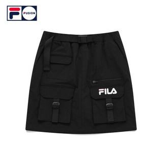 FILA FUSION 斐乐潮牌女装梭织裙2021夏季新款多口袋工装风半身裙 T11W123304F 深黑-BK 170/70A/L