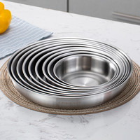 304不锈钢盆子厨房家用揉面和面浅盆小号加厚蒸鱼蒸盘菜盘子碟子（菜盆32cm）