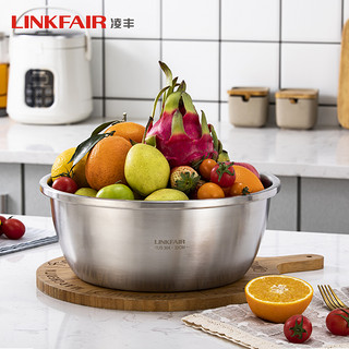 LINKFAIR 凌丰 加厚304不锈钢盆子厨房家用洗菜盆烘焙打蛋和面盆汤饭盆大号