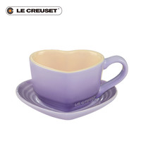 法国LE CREUSET酷彩 炻瓷心形马克杯子带托盘 下午茶咖啡水送女友