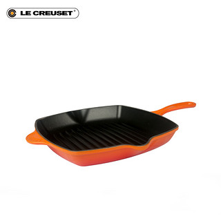 法国 LE CREUSET 酷彩珐琅铸铁锅 20cm方形烤锅 家用烧烤煎烤牛排（火焰橘）