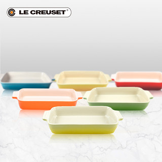 法国LE CREUSET酷彩炻瓷长方形烧烤盘子26cm烘焙烤碗盘烤箱微波炉（26厘米-水晶蓝色）