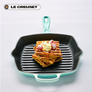 法国进口LE CREUSET酷彩 珐琅铸铁烤锅 S级新款方形26cm煎牛排锅（火焰桔）