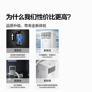 Midea 美的 可移动空调单冷型一体机便携式小1匹p厨房卧室家用免安装迷你（极地白）