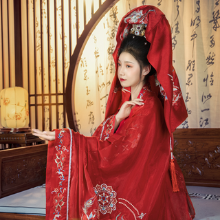 河汉涓埃 汉服 窦皇后 女士大袖衫 红色 XS